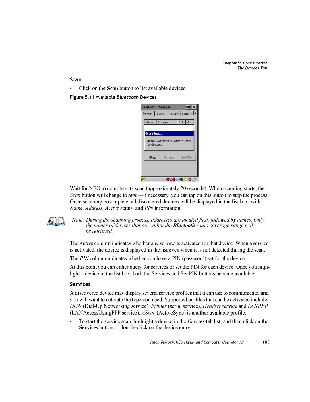 Psion Teklogix PX750 manual Scan, Services 