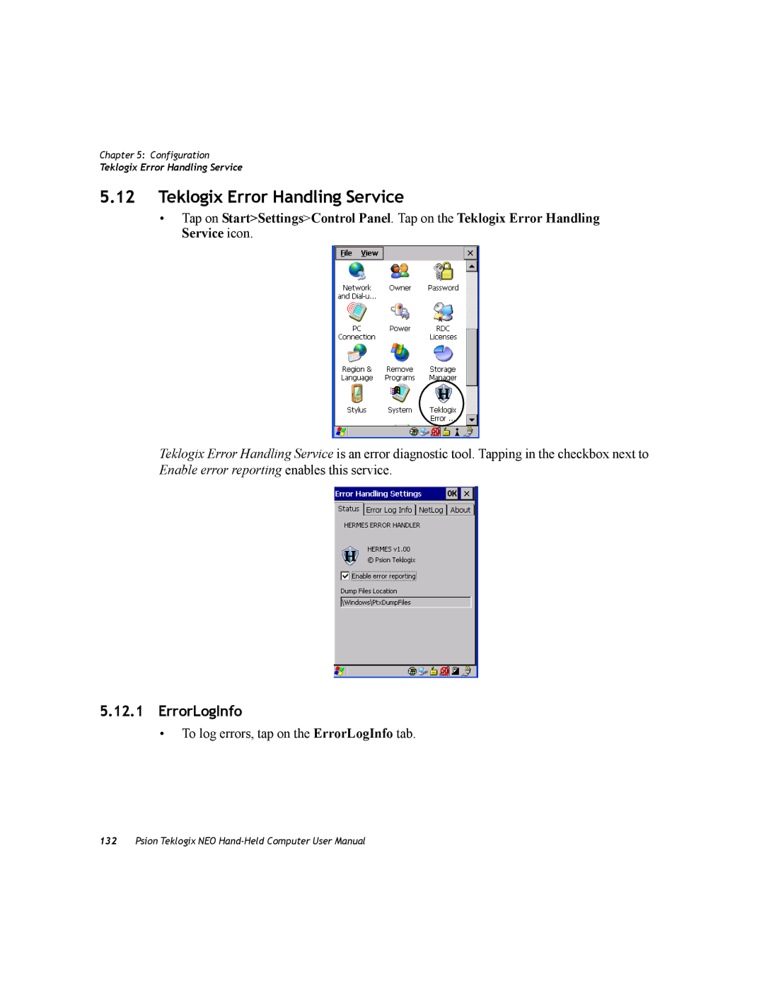 Psion Teklogix PX750 manual Teklogix Error Handling Service, ErrorLogInfo 