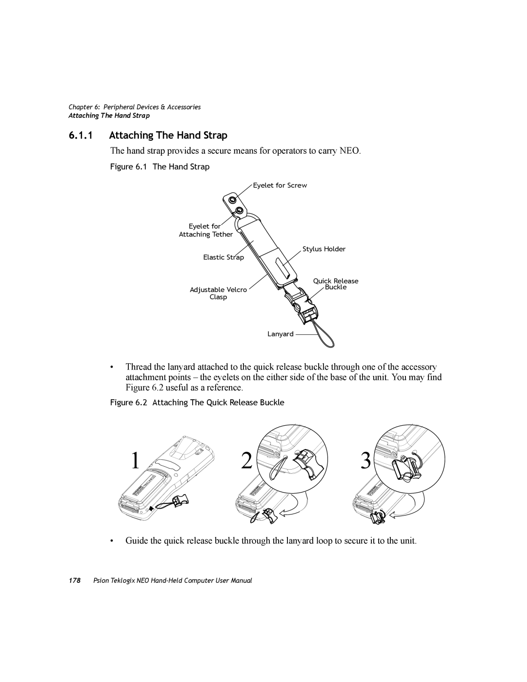 Psion Teklogix PX750 manual Attaching The Hand Strap 