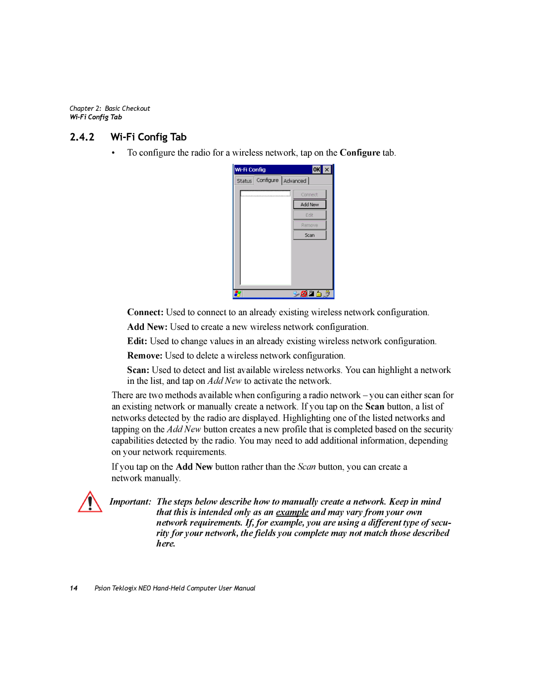 Psion Teklogix PX750 manual Wi-Fi Config Tab 