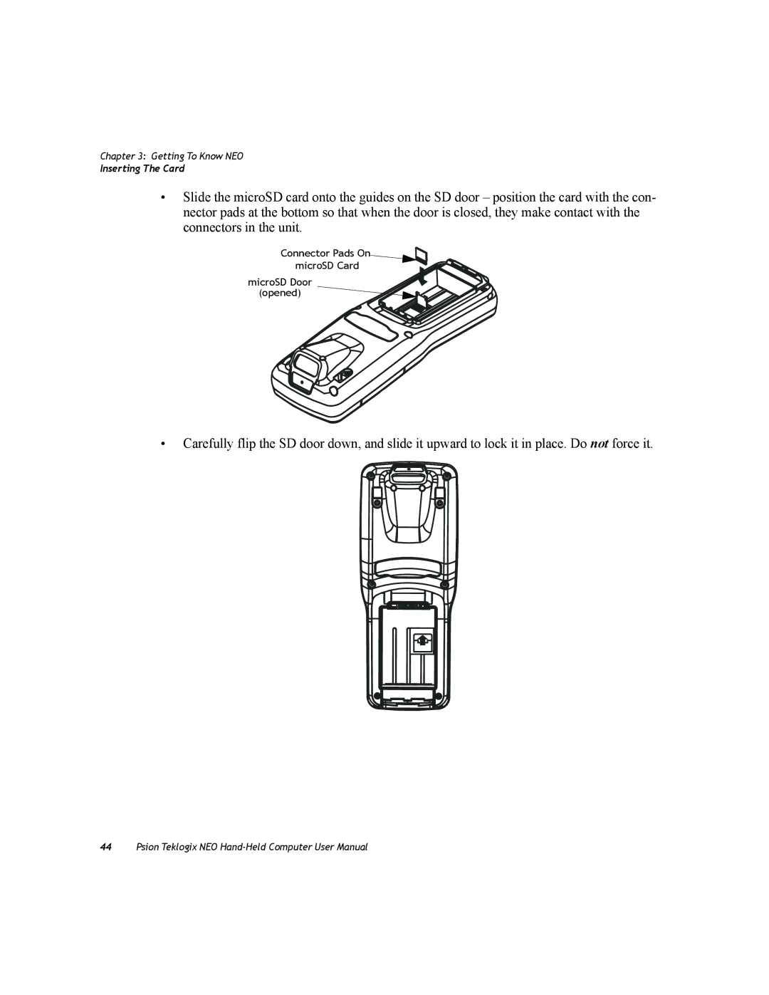 Psion Teklogix PX750 manual Inserting The Card 