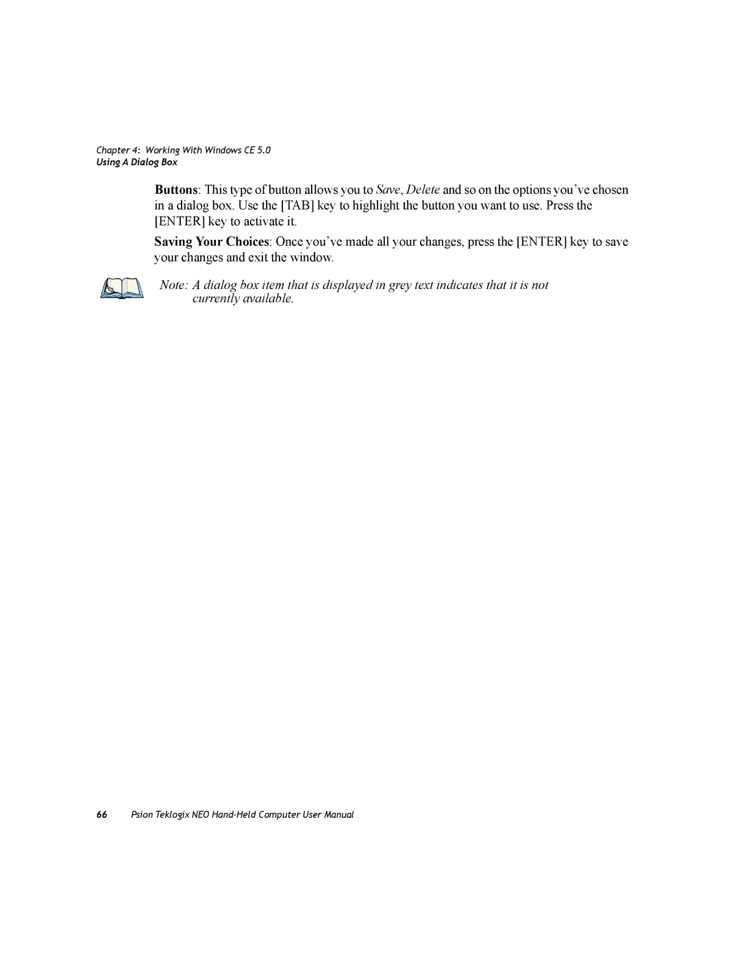 Psion Teklogix PX750 manual Using a Dialog Box 