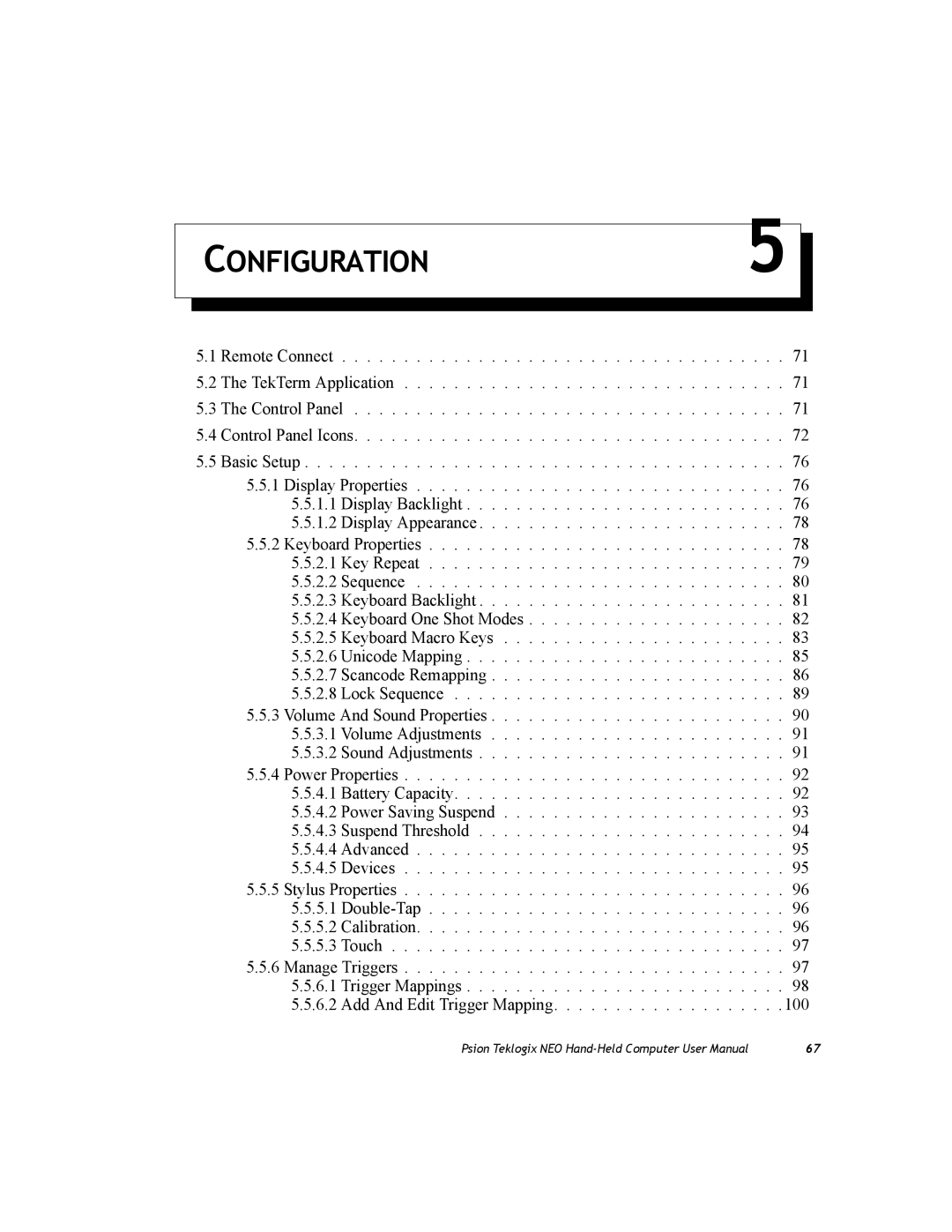 Psion Teklogix PX750 manual CONFIGURATION5 