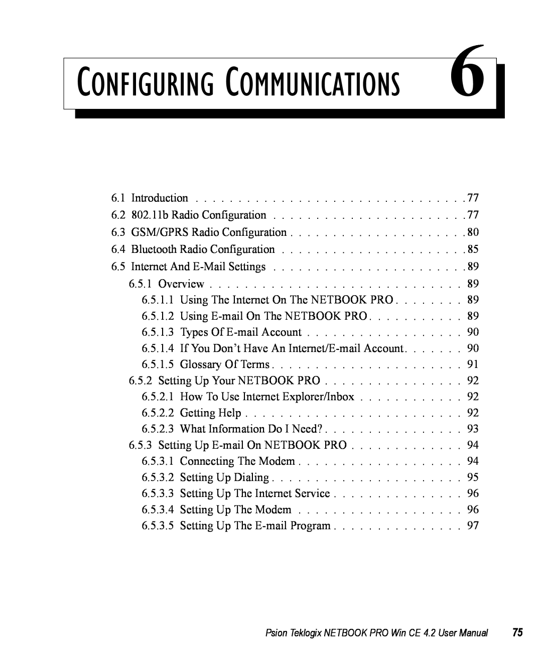 Psion Teklogix Win CE 4.2 user manual Configuring Communications 
