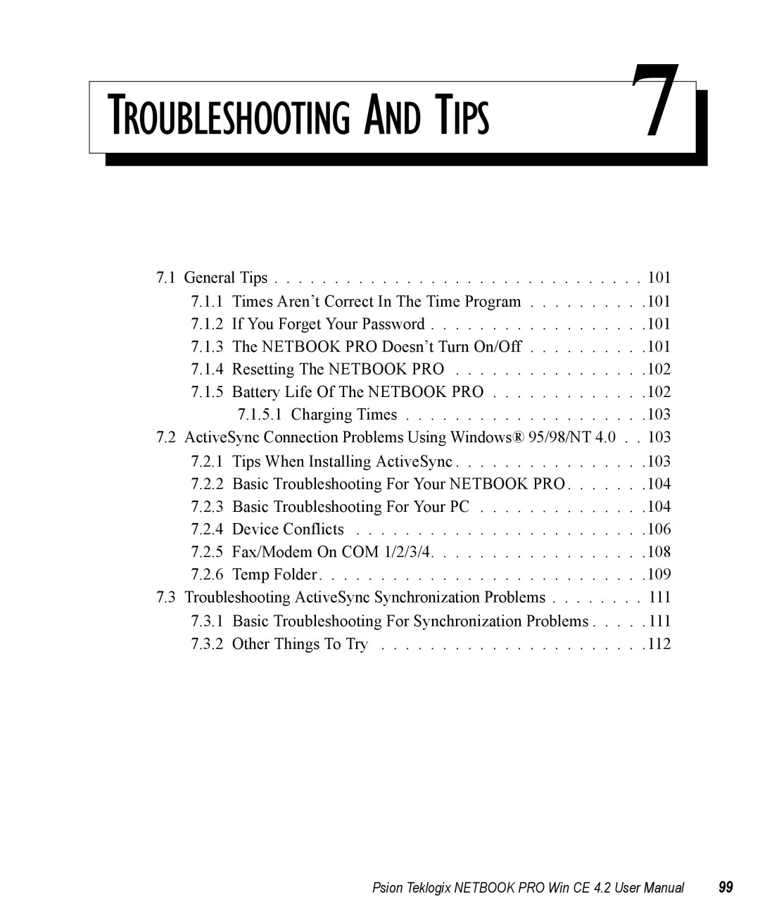 Psion Teklogix Win CE 4.2 user manual Troubleshooting and Tips 