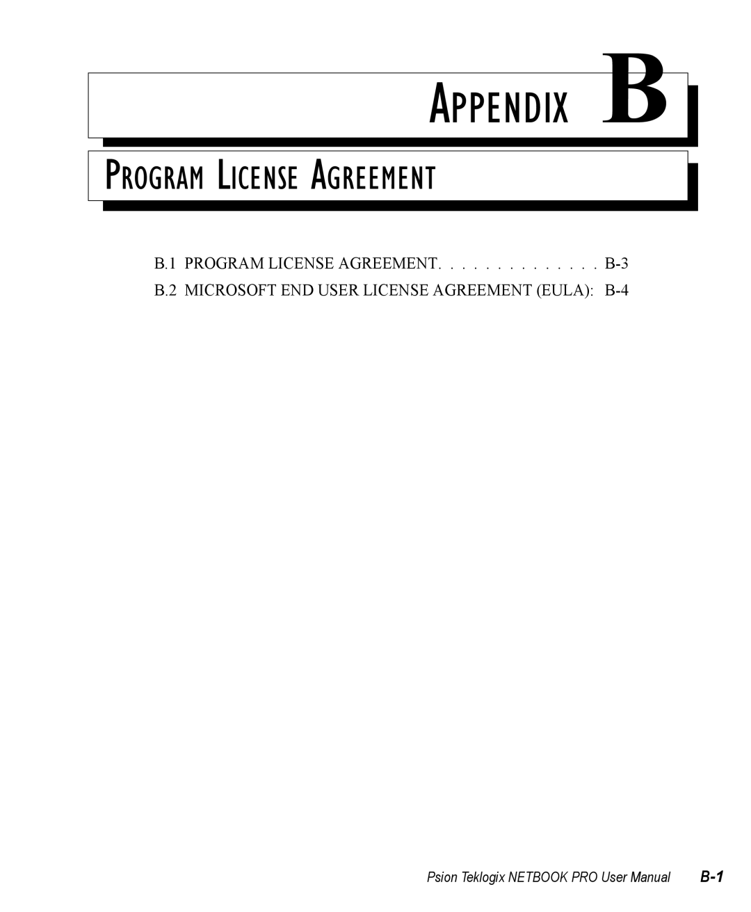 Psion Teklogix Win CE 4.2 user manual Appendix B 