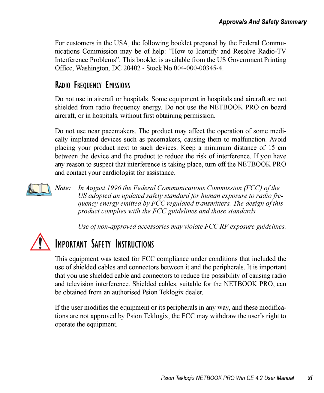 Psion Teklogix Win CE 4.2 user manual Important Safety Instructions 