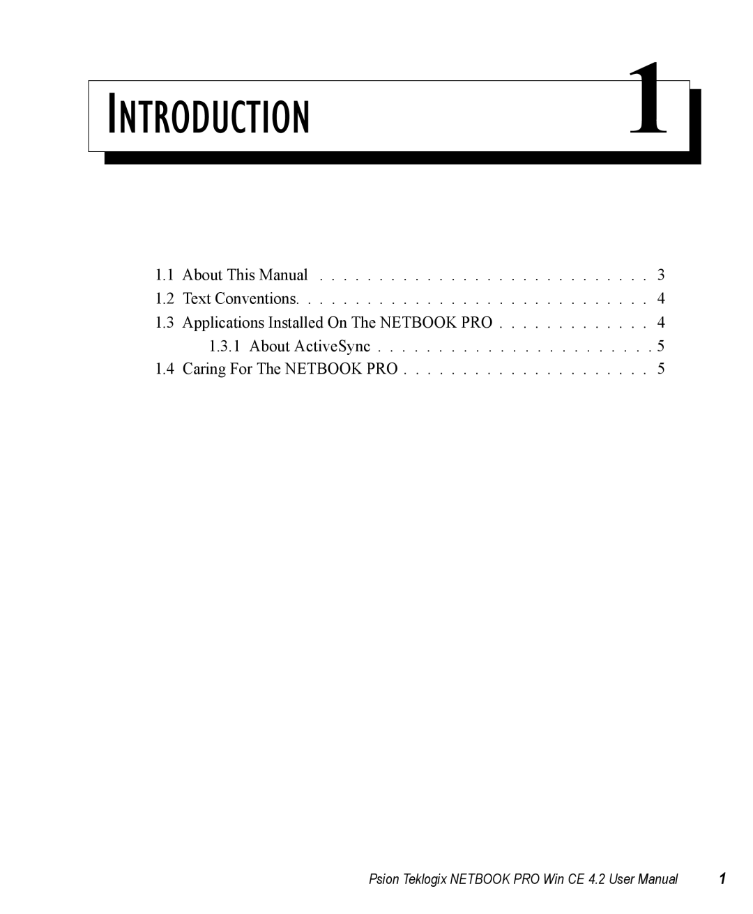 Psion Teklogix Win CE 4.2 user manual INTRODUCTION1 