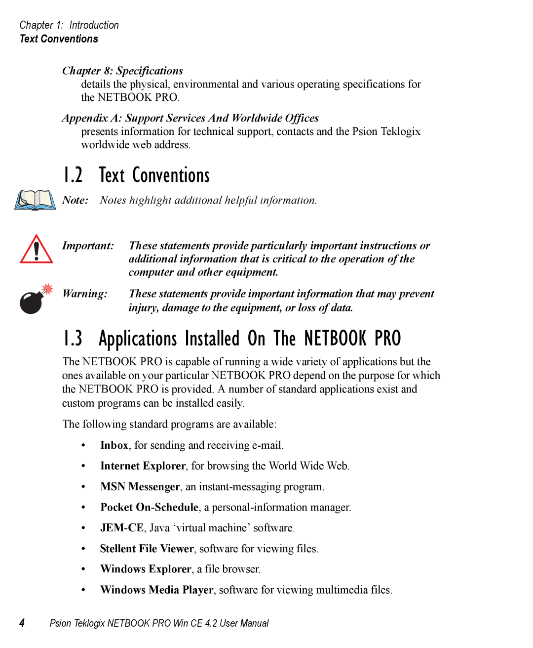 Psion Teklogix Win CE 4.2 user manual Text Conventions 