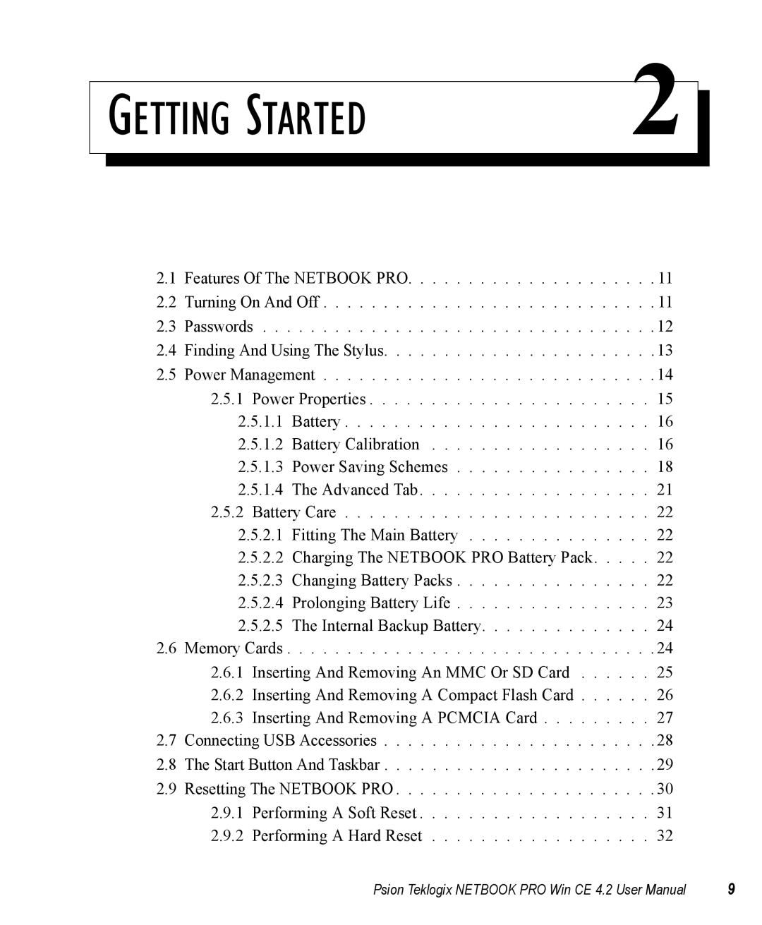 Psion Teklogix Win CE 4.2 user manual Getting Started 