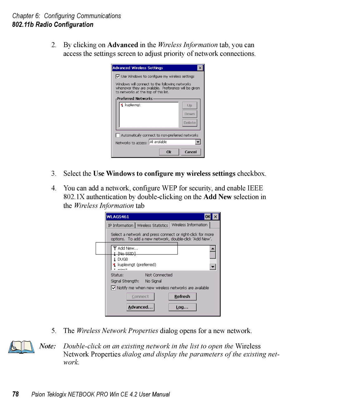 Psion Teklogix Win CE 4.2 user manual 802.11b Radio Configuration 