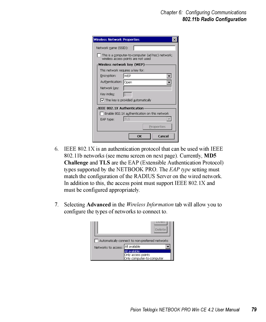 Psion Teklogix Win CE 4.2 user manual 802.11b Radio Configuration 