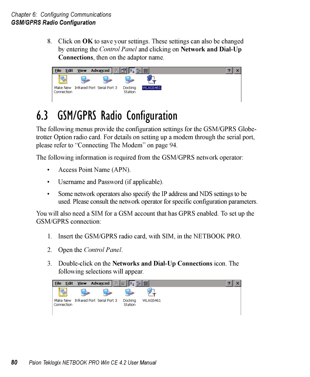 Psion Teklogix Win CE 4.2 user manual GSM/GPRS Radio Configuration 