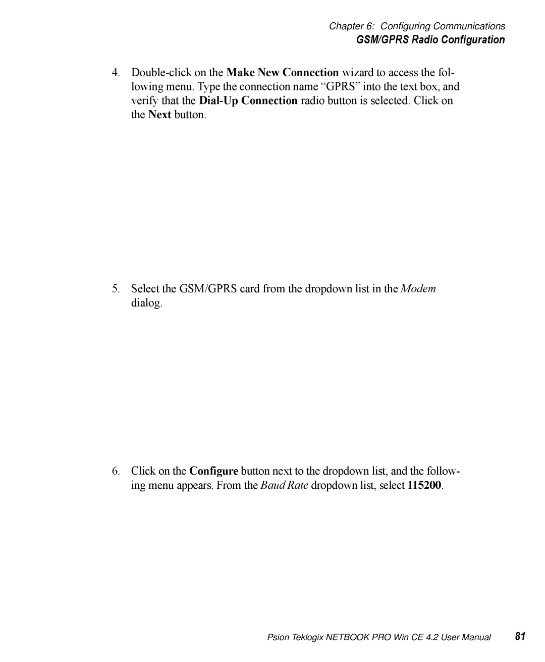 Psion Teklogix Win CE 4.2 user manual GSM/GPRS Radio Configuration 