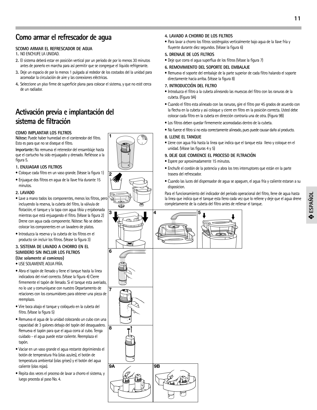 PUR Water Purification Products PUR310, PUR200, PUR210, PUR220, PUR300 manuel dutilisation Sistema de filtración 