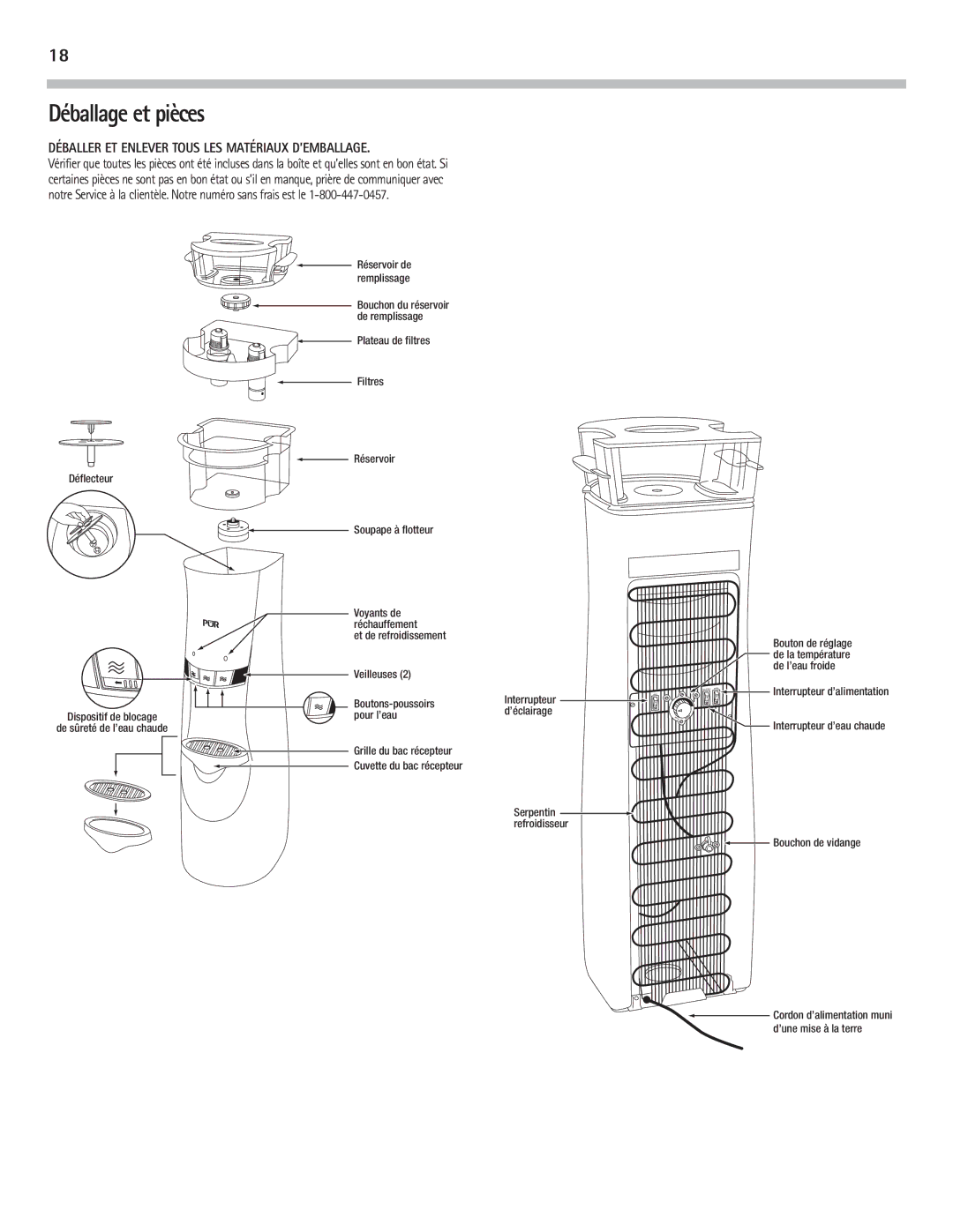 PUR Water Purification Products PUR200, PUR210 Déballage et pièces, Déballer ET Enlever Tous LES Matériaux D’EMBALLAGE 