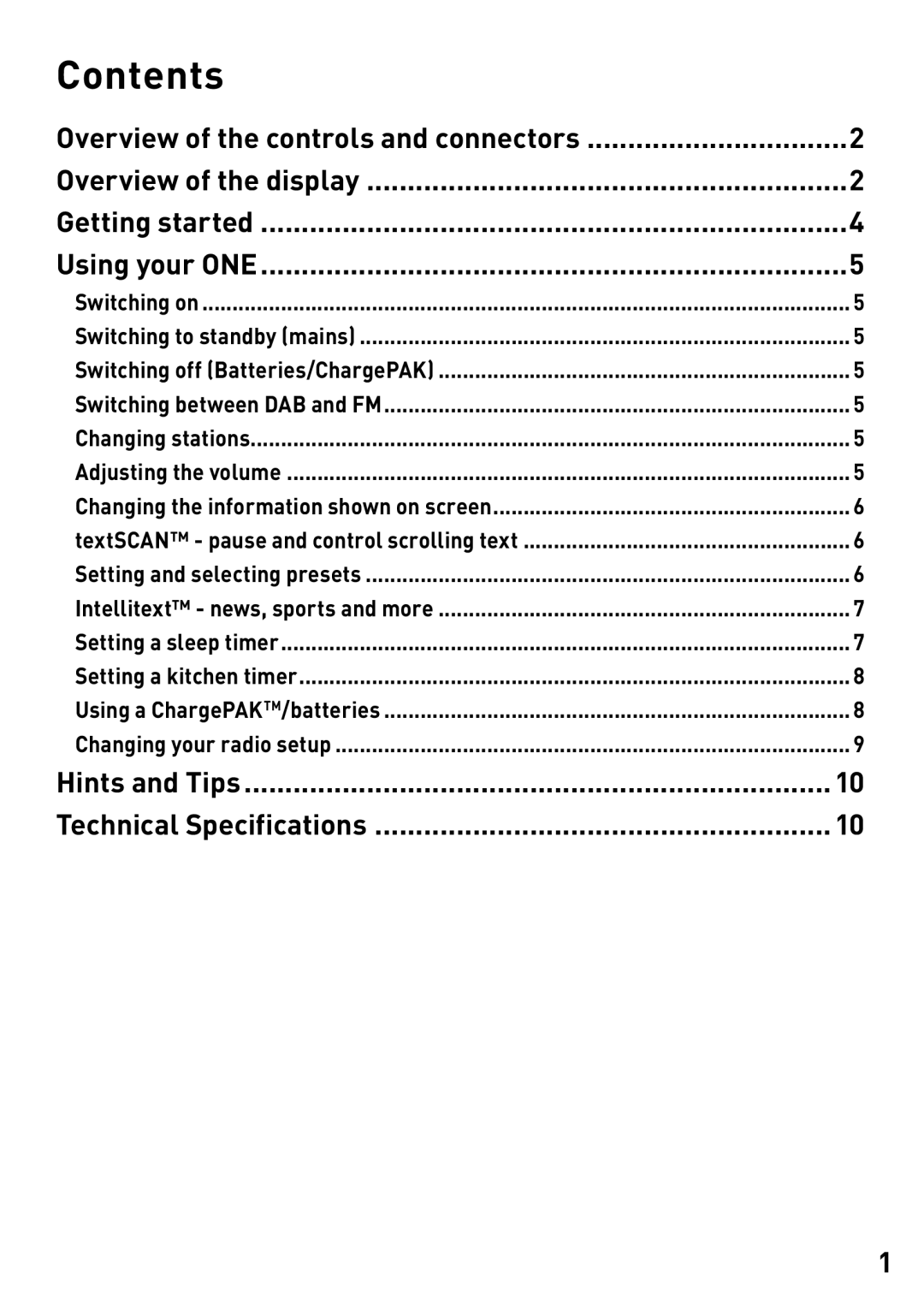 Pure Acoustics Radio owner manual Contents 