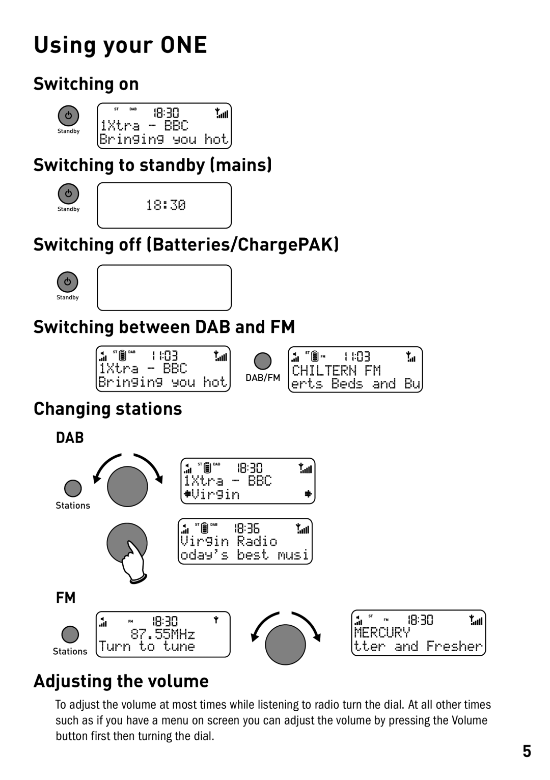 Pure Acoustics Radio owner manual Using your ONE 