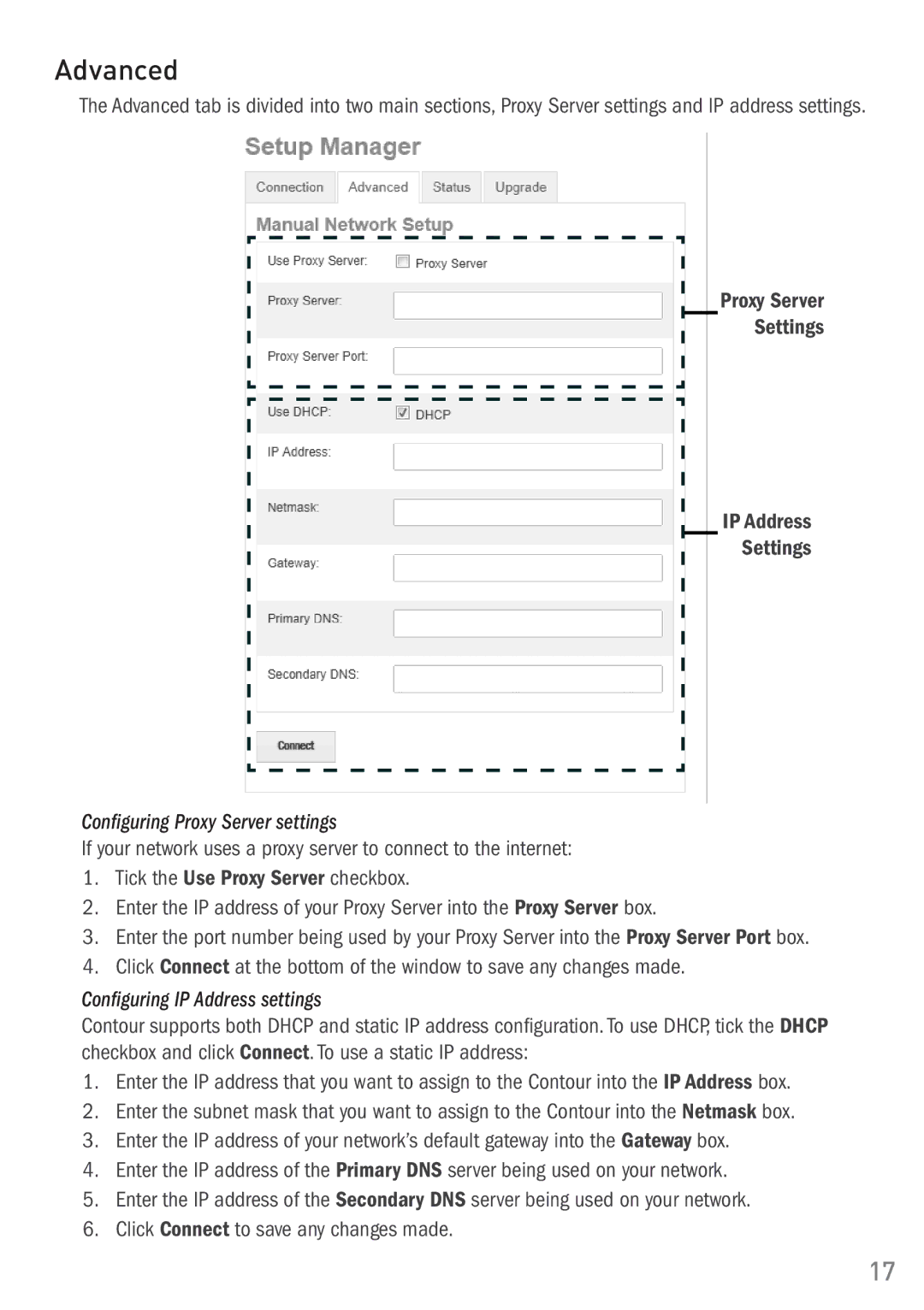 Pure Digital 200i owner manual Advanced, Proxy Server Settings IP Address 