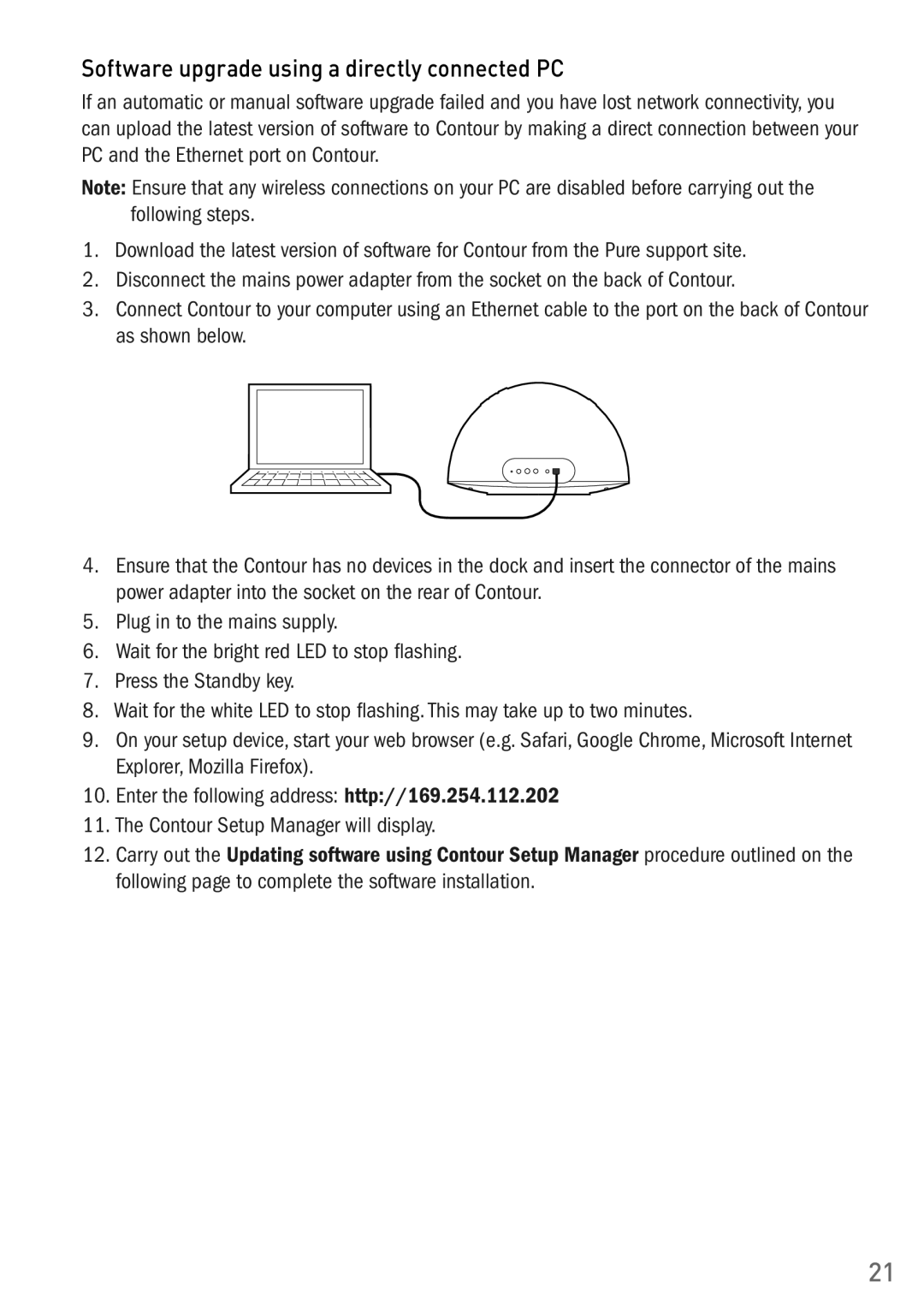 Pure Digital 200i owner manual Software upgrade using a directly connected PC 