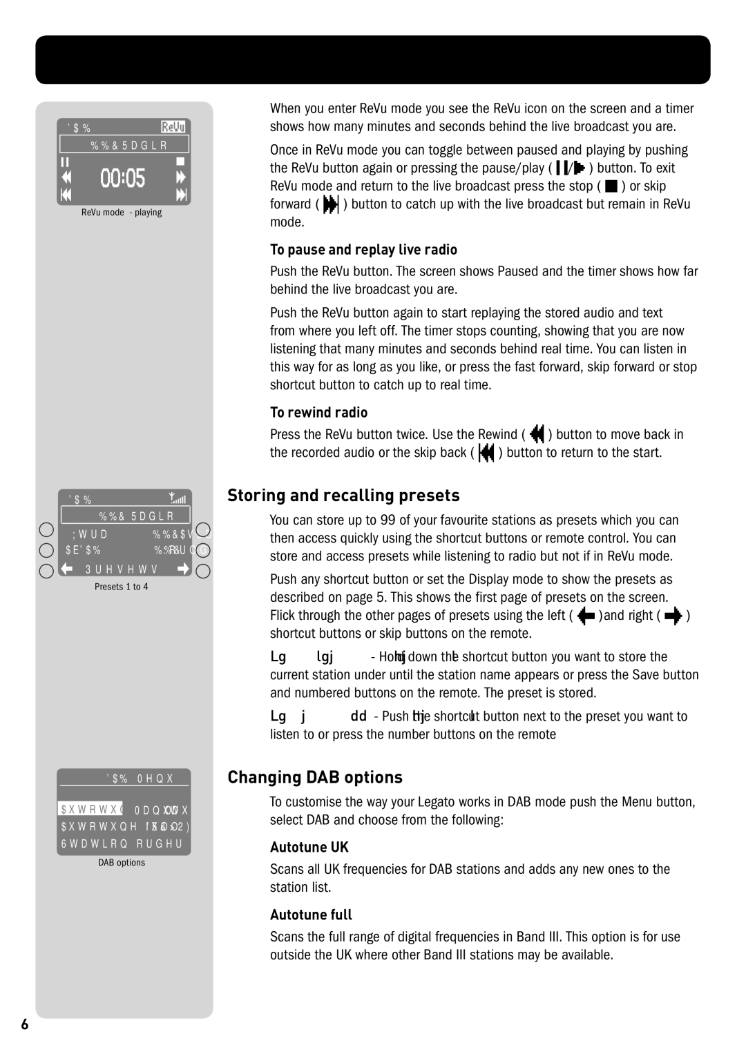 Pure Digital CD-40 owner manual Storing and recalling presets, Changing DAB options 