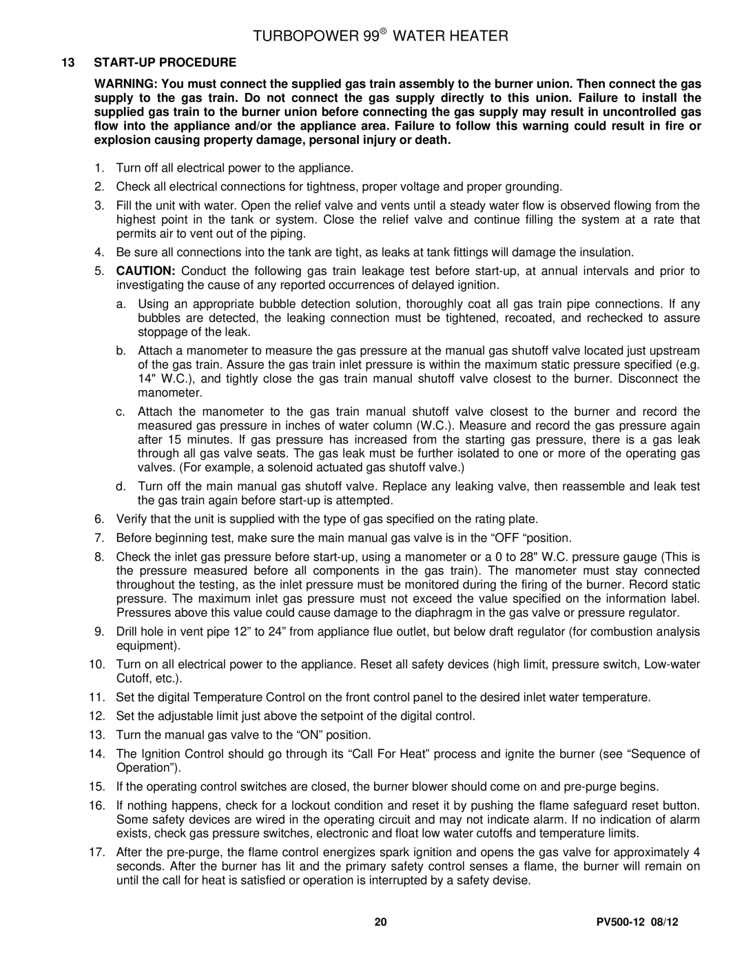 PVI Industries PV500-12 manual START-UP Procedure 