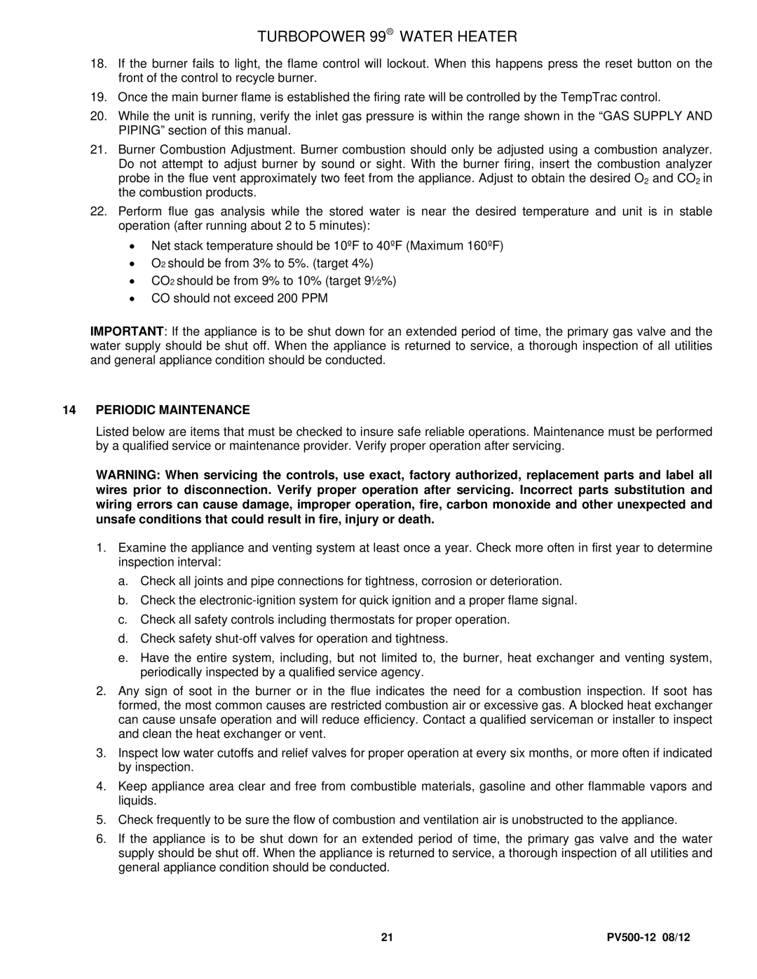 PVI Industries PV500-12 manual Periodic Maintenance 