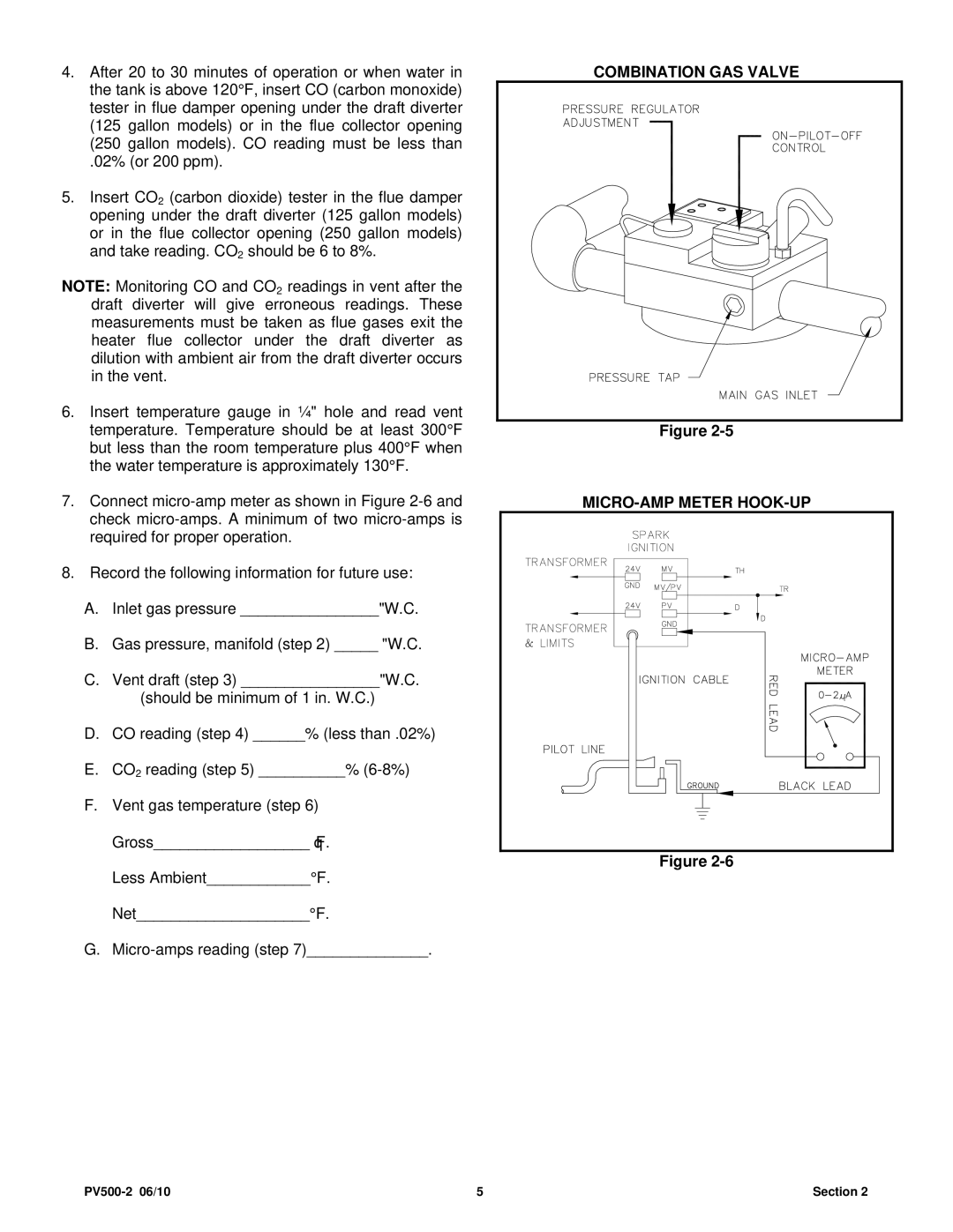 PVI Industries PV500-2 manual Combination GAS Valve MICRO-AMP Meter HOOK-UP 