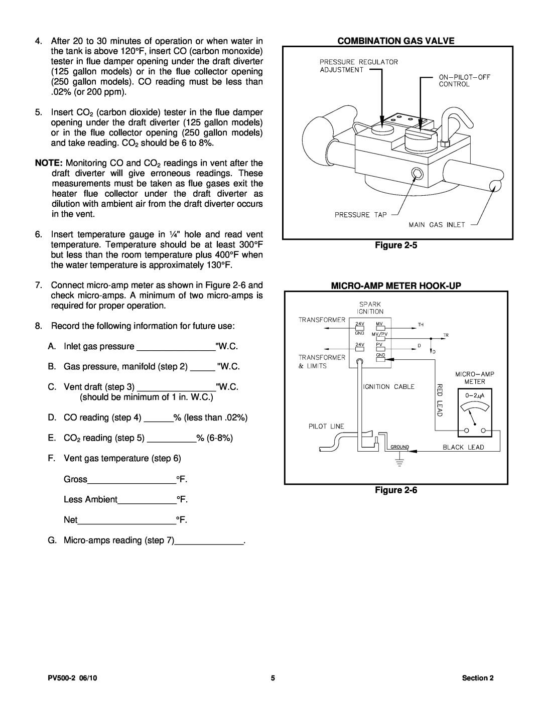 PVI Industries PV500-2 manual Combination Gas Valve, Micro-Ampmeter Hook-Up 