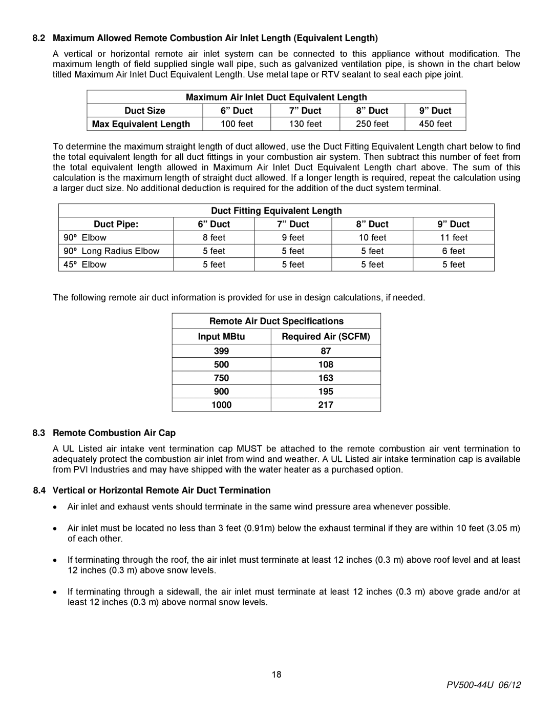 PVI Industries PV500-44U Duct Fitting Equivalent Length Duct Pipe, Vertical or Horizontal Remote Air Duct Termination 