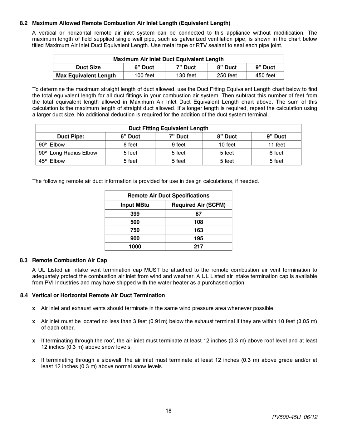 PVI Industries PV500-45U Duct Fitting Equivalent Length Duct Pipe, Vertical or Horizontal Remote Air Duct Termination 