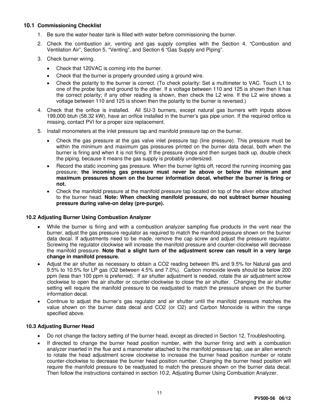 PVI Industries SU-3 manual Commissioning Checklist 