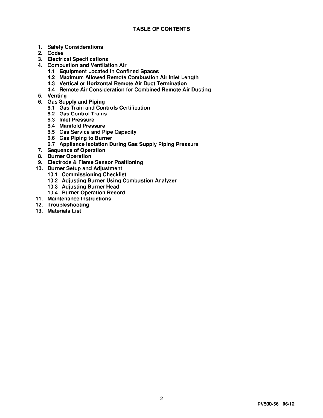 PVI Industries SU-3 manual Table of Contents 