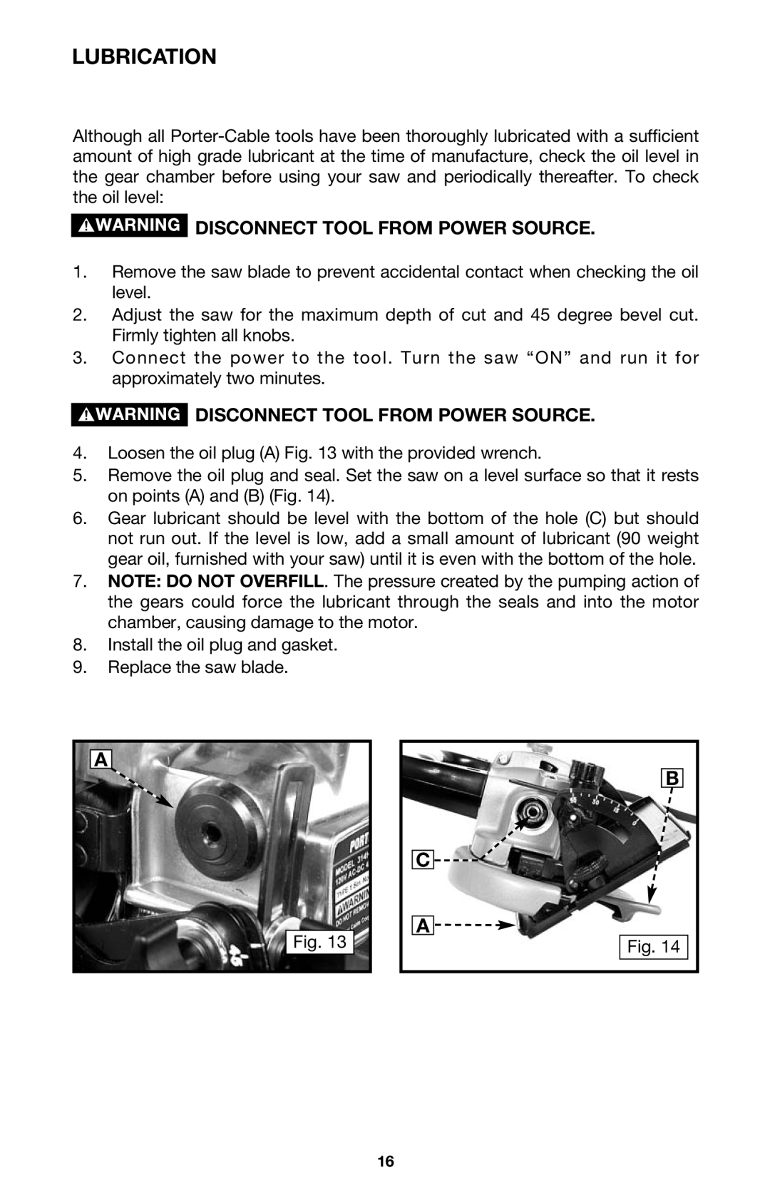 PYLE Audio 314 instruction manual Lubrication, Disconnect Tool From Power Source 