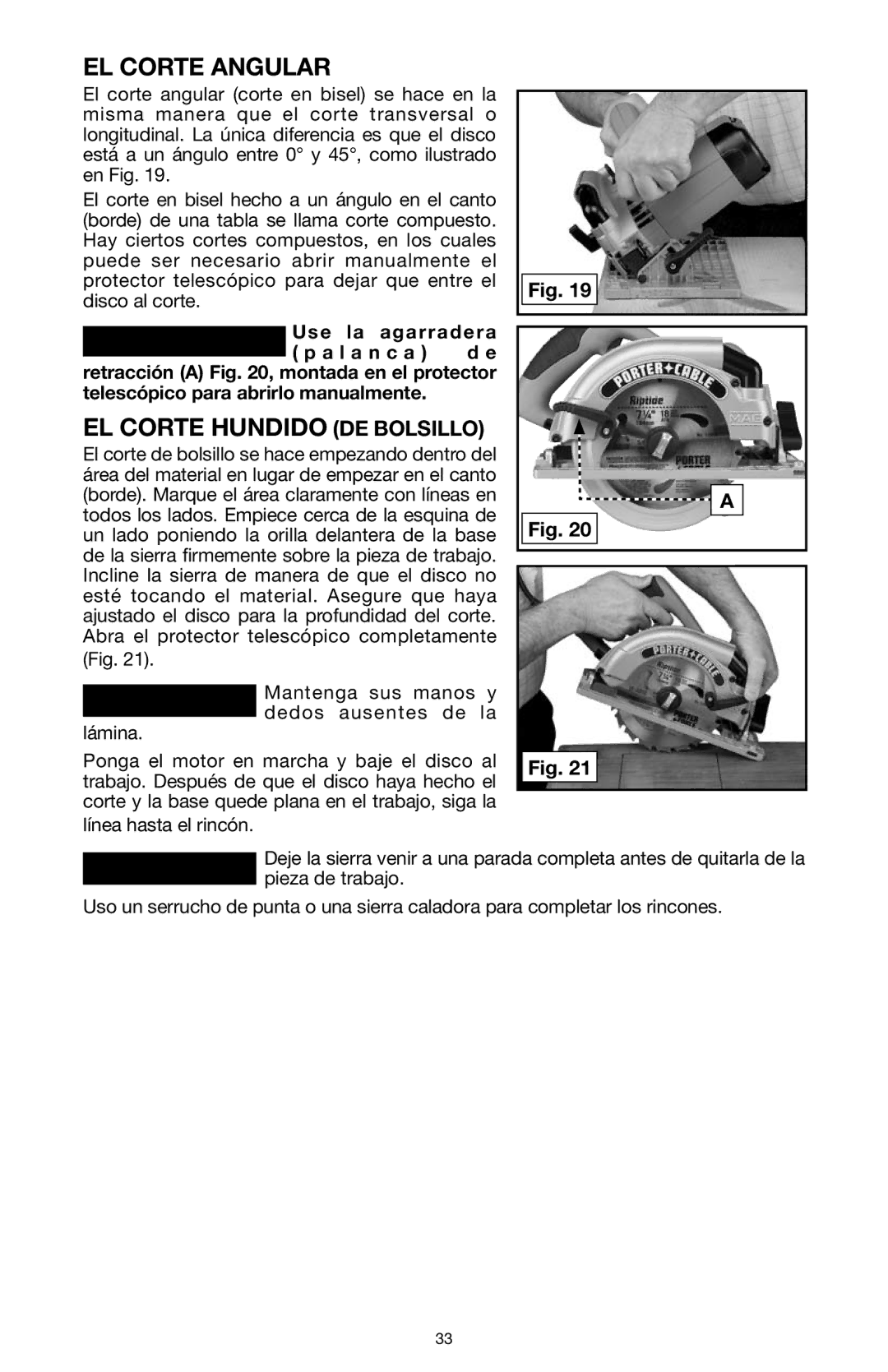 PYLE Audio 324MAG instruction manual EL Corte Angular, EL Corte Hundido DE Bolsillo 