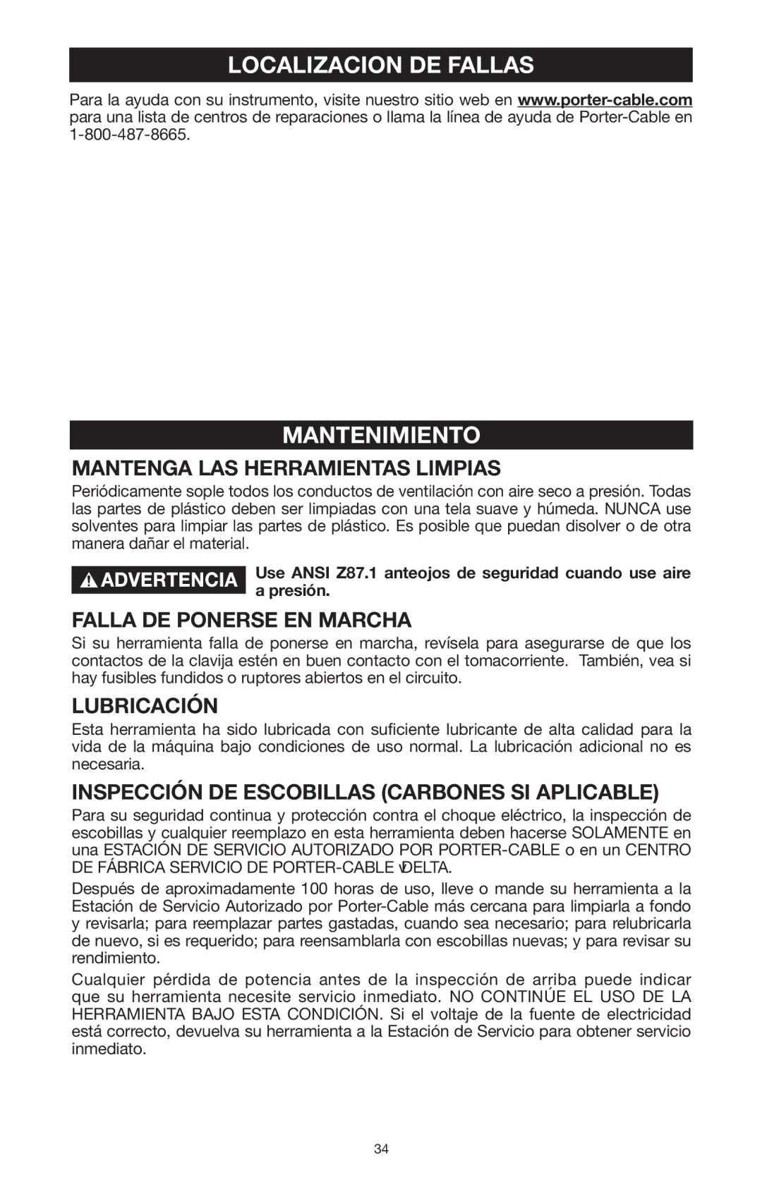 PYLE Audio 324MAG Localizacion DE Fallas Mantenimiento, Mantenga LAS Herramientas Limpias, Falla DE Ponerse EN Marcha 