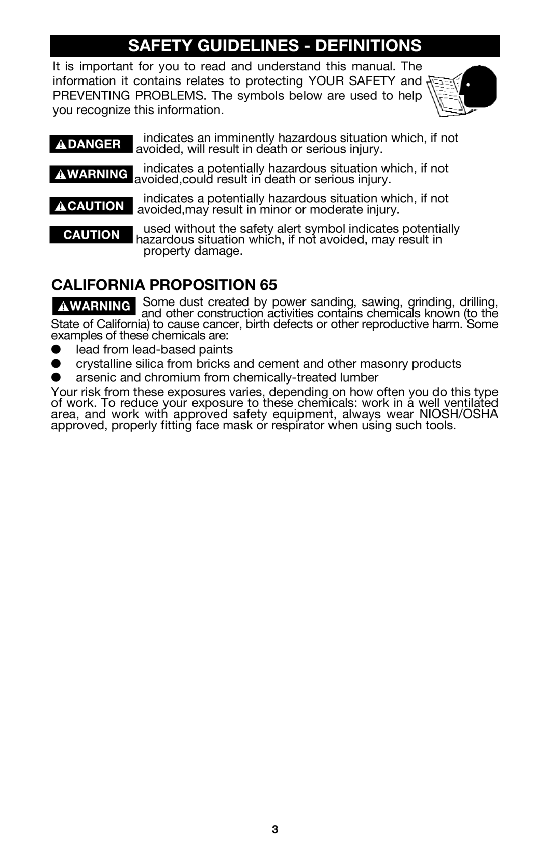 PYLE Audio 330 instruction manual Safety Guidelines Definitions, California Proposition 