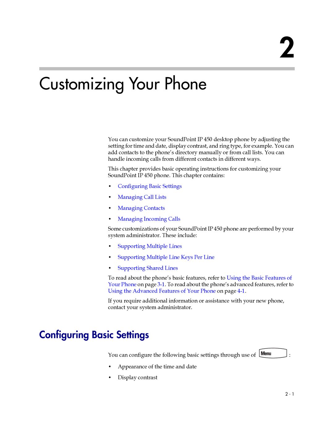 PYLE Audio 450 manual Customizing Your Phone, Configuring Basic Settings 