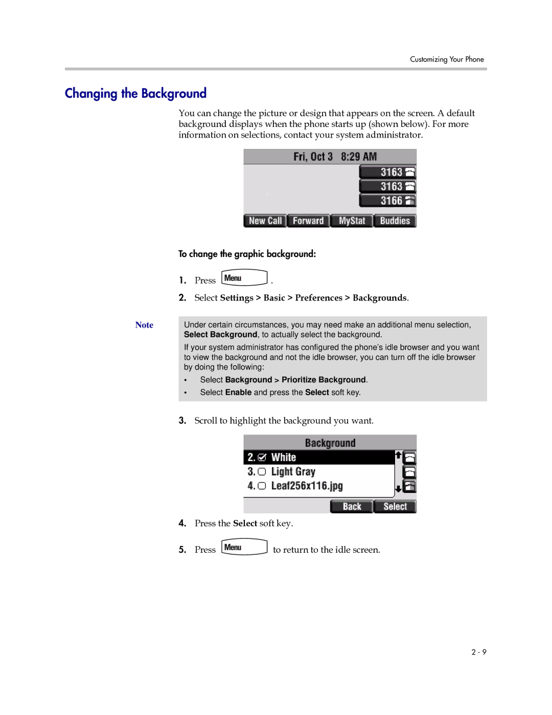 PYLE Audio 450 manual Changing the Background, Select Settings Basic Preferences Backgrounds 