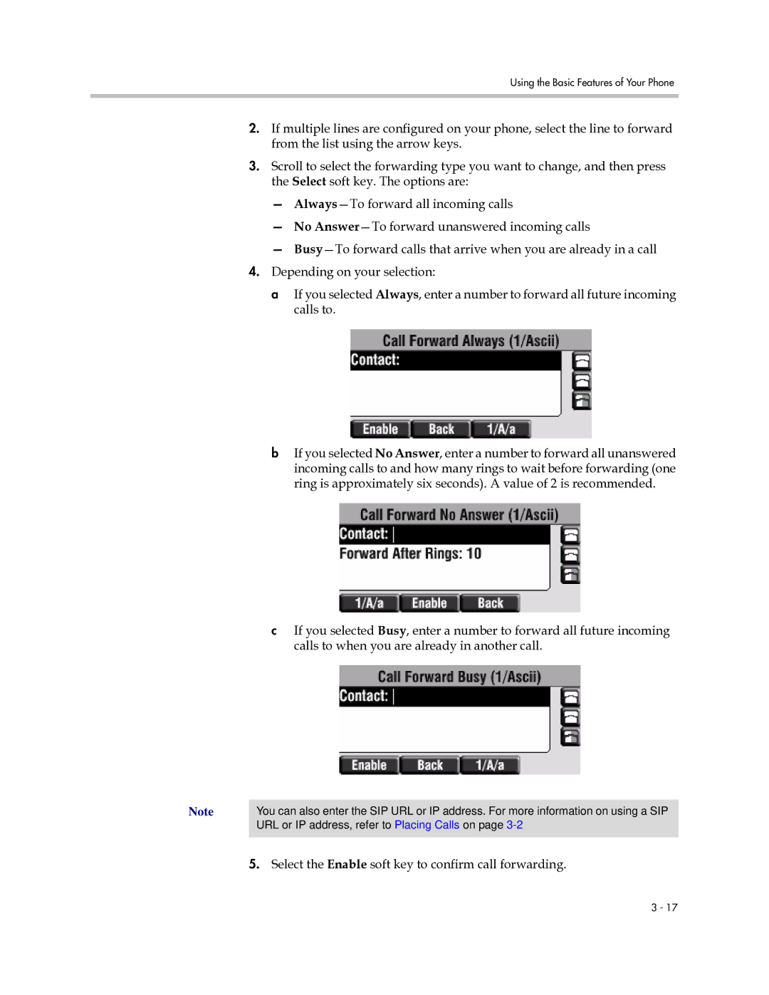 PYLE Audio 450 manual Select the Enable soft key to confirm call forwarding 