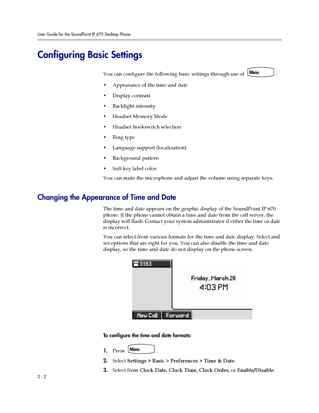 PYLE Audio 670 manual Configuring Basic Settings, Changing the Appearance of Time and Date 