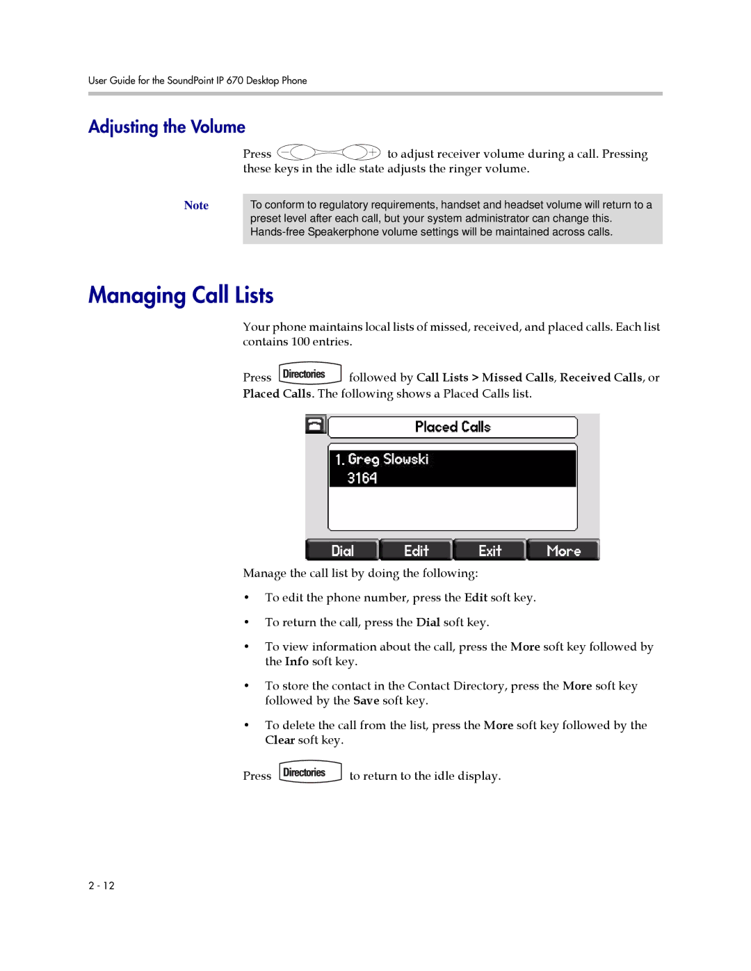 PYLE Audio 670 manual Managing Call Lists, Adjusting the Volume 