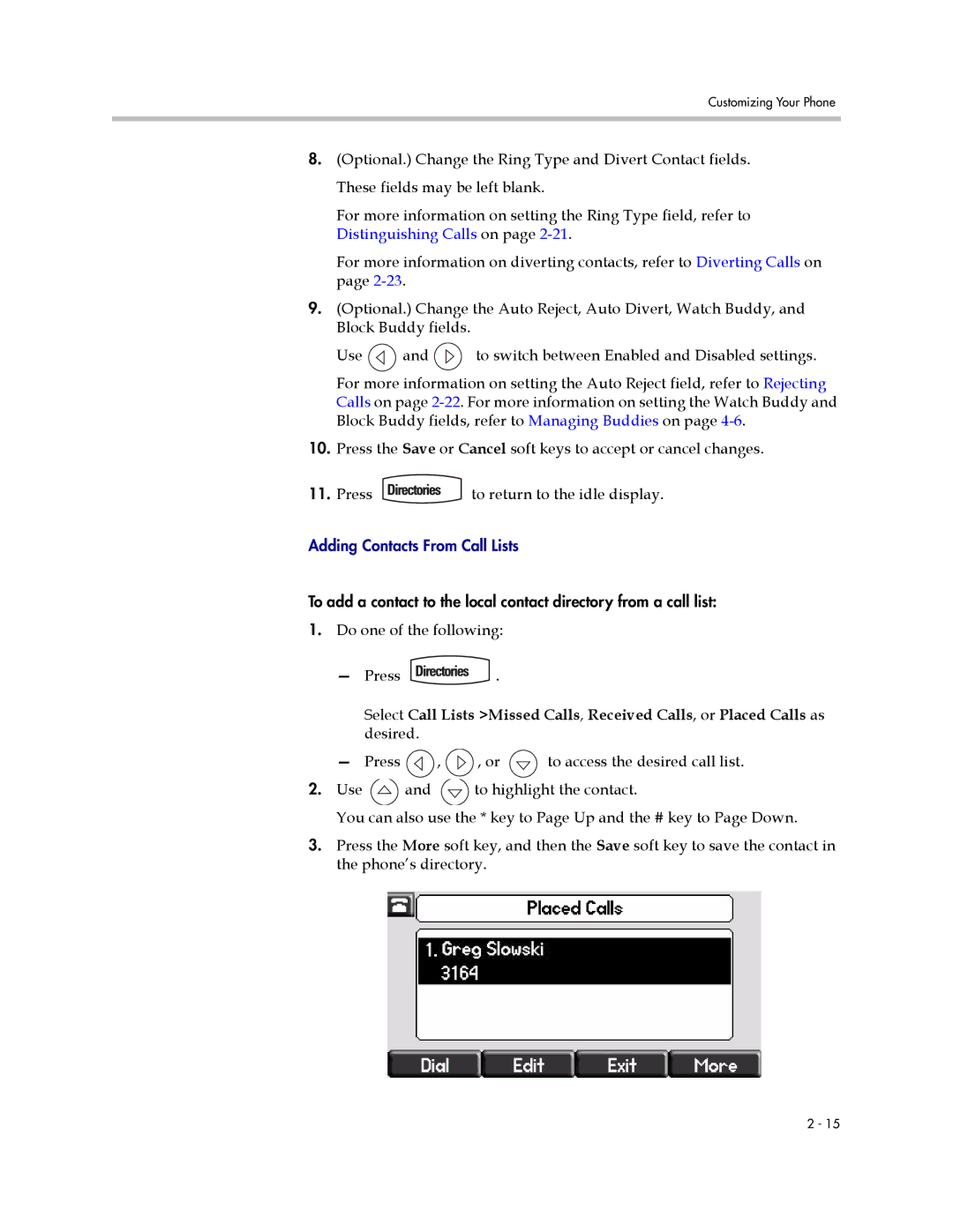 PYLE Audio 670 manual Adding Contacts From Call Lists 