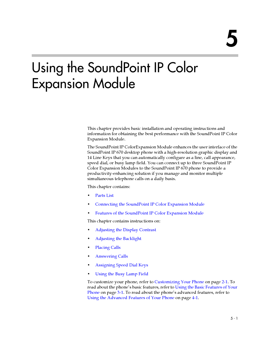 PYLE Audio 670 manual Using the SoundPoint IP Color Expansion Module 