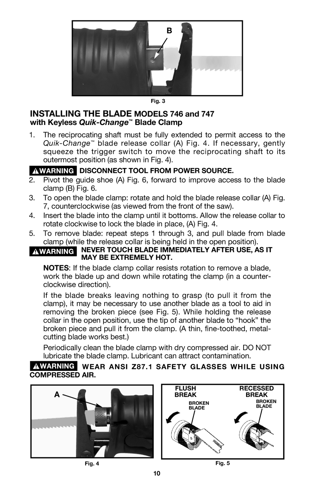 PYLE Audio 747 instruction manual Wear Ansi Z87.1 Safety Glasses While Using Compressed AIR 