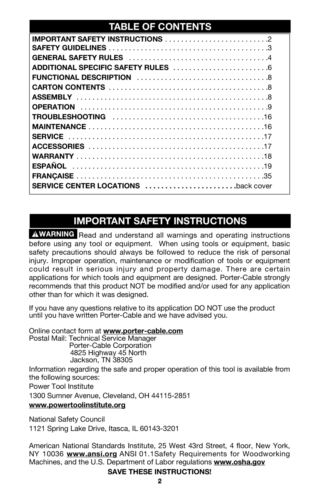 PYLE Audio 747 instruction manual Table of Contents, Important Safety Instructions 