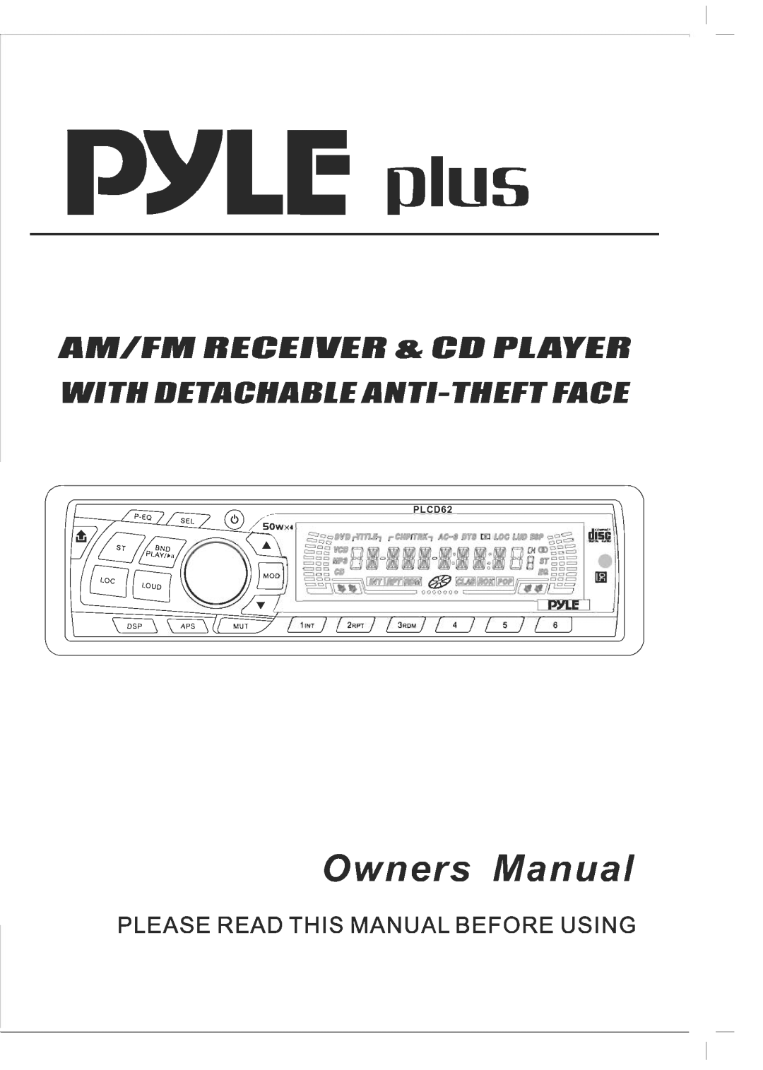 PYLE Audio AM/FM Receiver/CD Player manual 