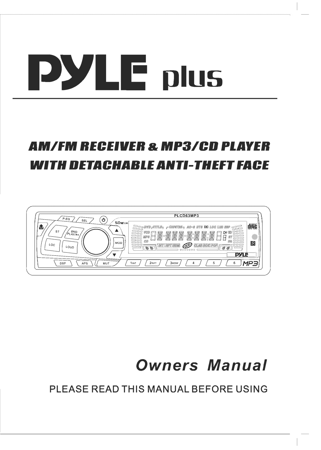 PYLE Audio AM/FM Receiver/MP3/CD Player manual 