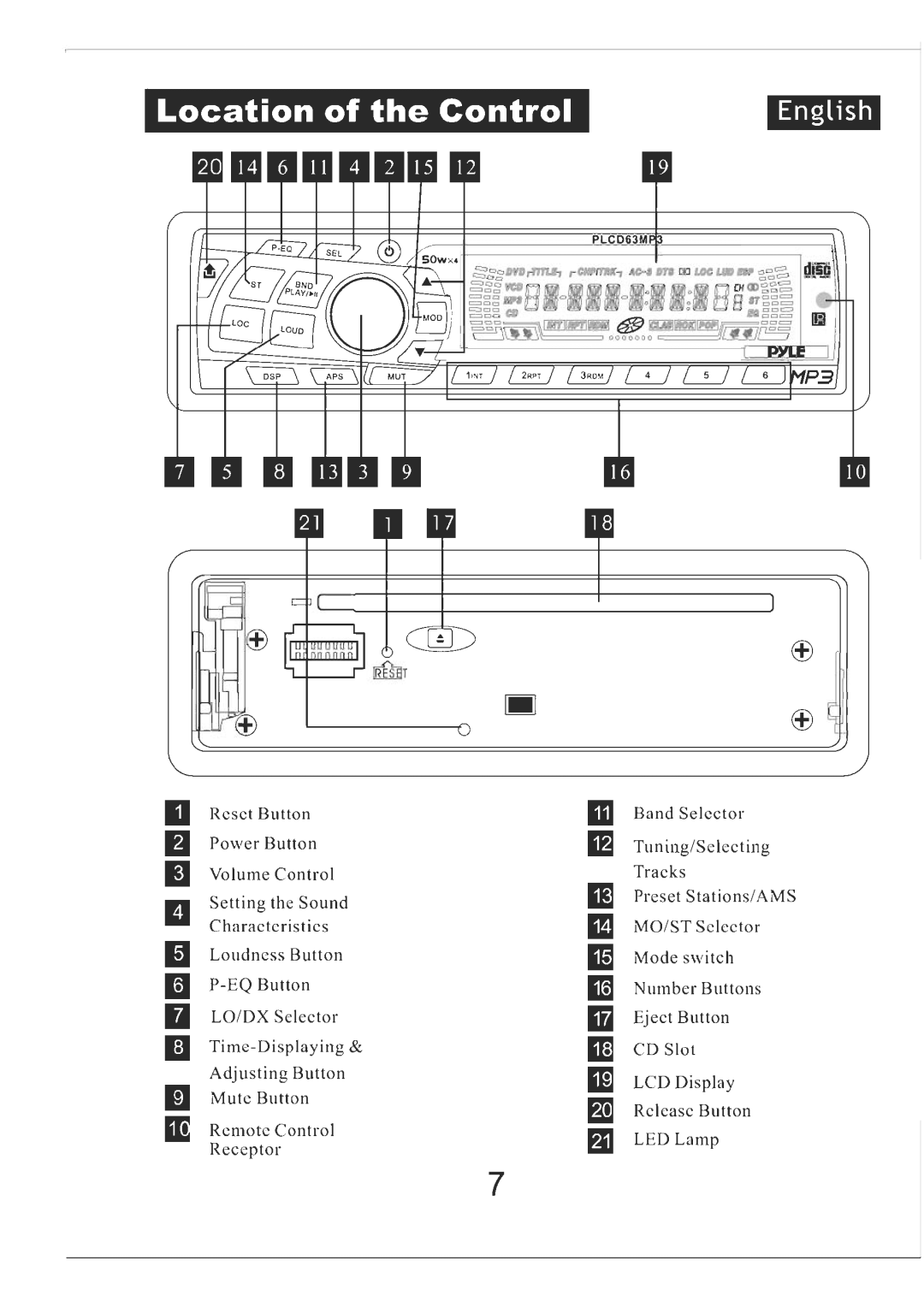 PYLE Audio AM/FM Receiver/MP3/CD Player manual 