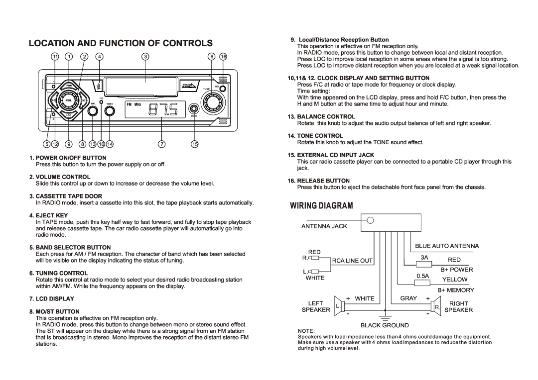 PYLE Audio AT-3040 dimensions Location And Function Of Controls, Wiring Diagram 